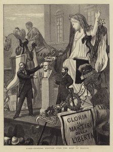 ローマ、マッツィーニの胸像をめぐる葬儀 作： William III Bromley